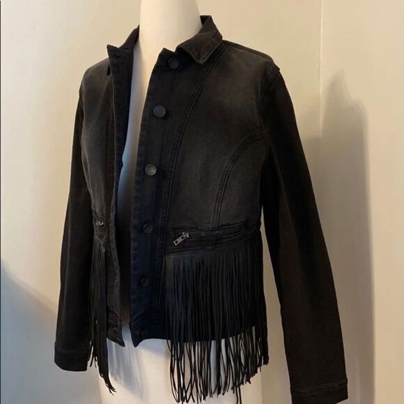 Nine West Fringe Jean Jacket - Picture 2 of 7